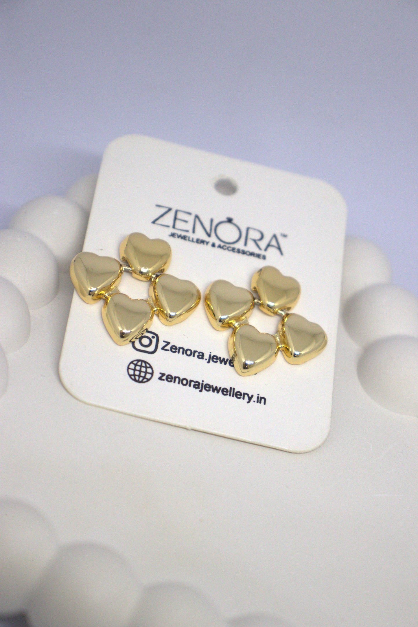 Golden Quad-Heart Earrings