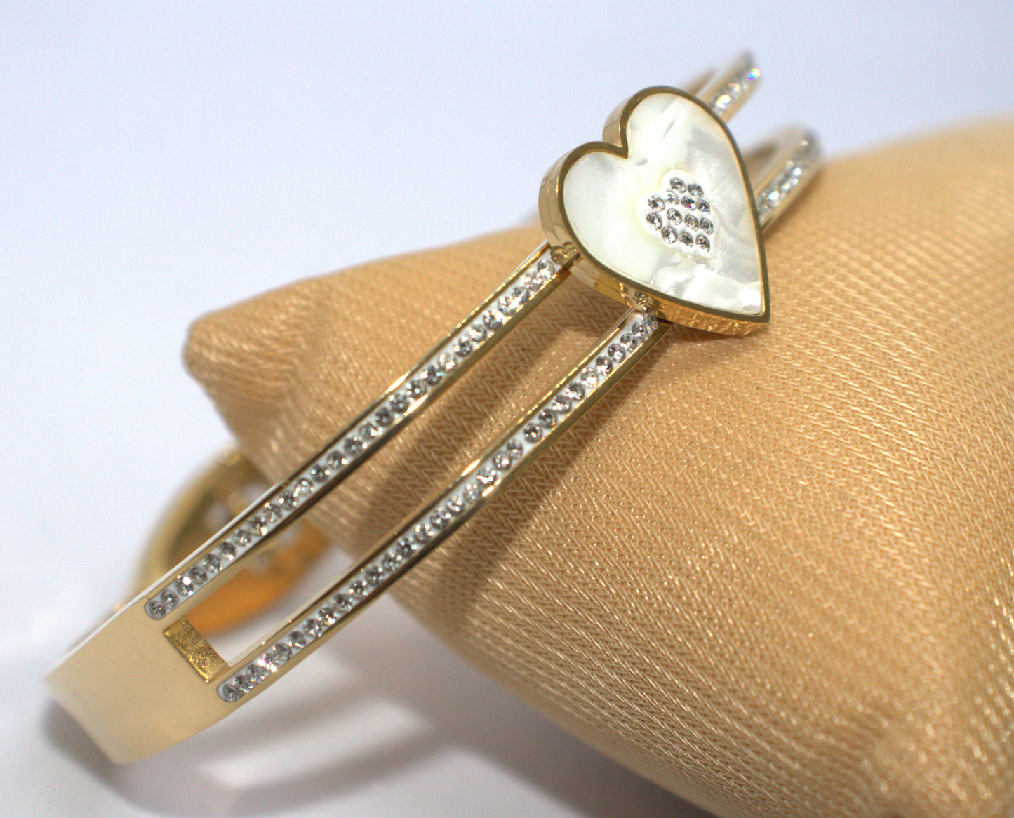 Twin Line Diamond Heart Kada Bracelet