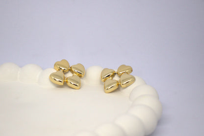 Golden Quad-Heart Earrings
