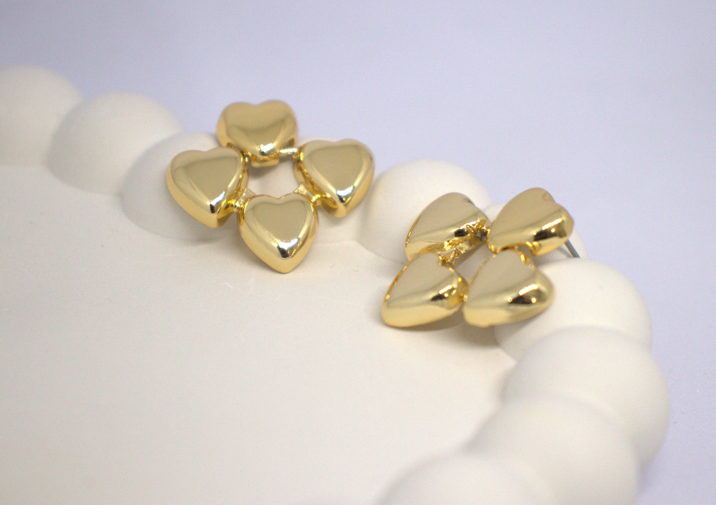 Golden Quad-Heart Earrings