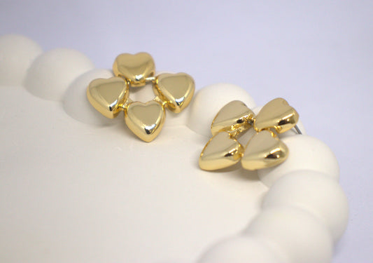 Golden Quad-Heart Earrings