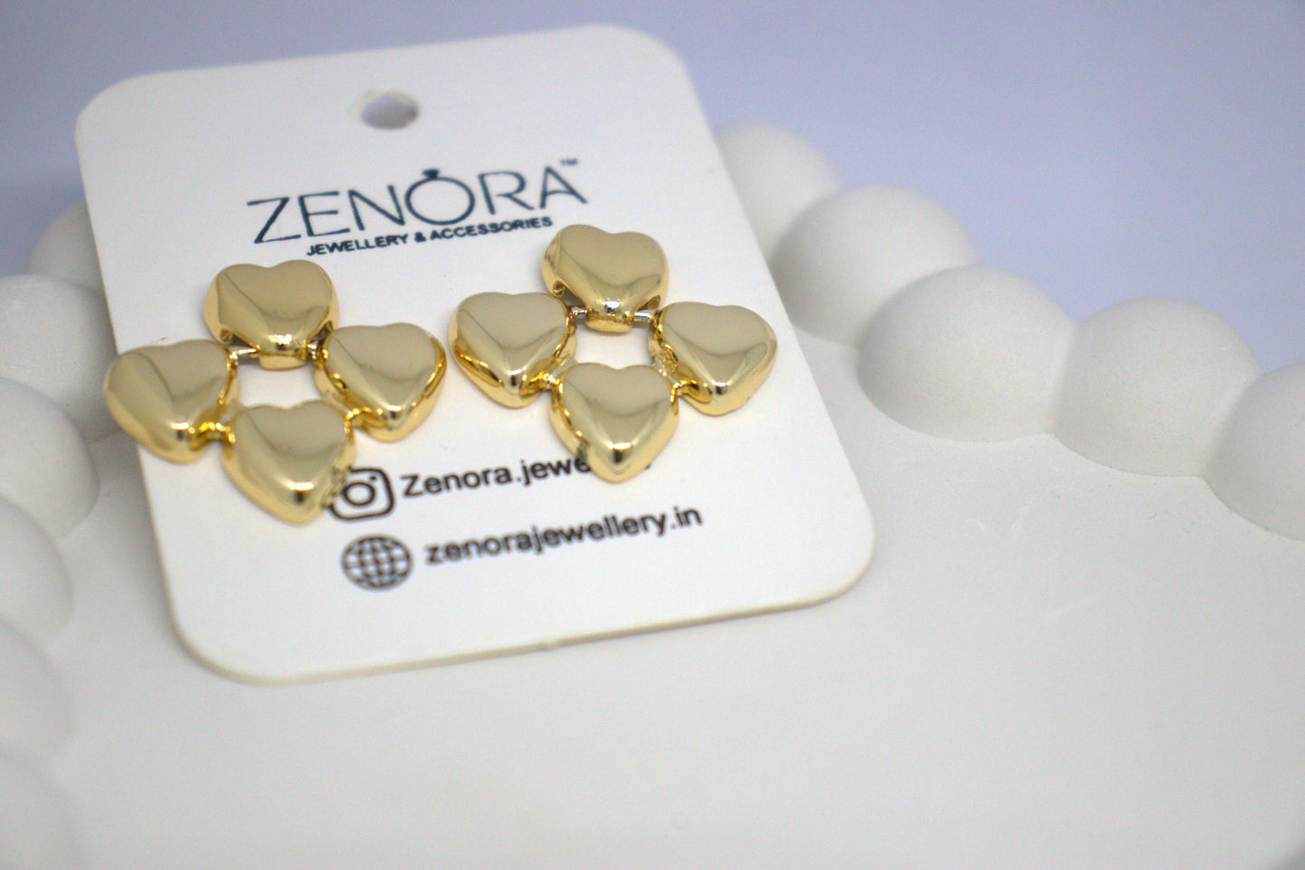 Golden Quad-Heart Earrings