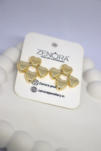Golden Quad-Heart Earrings