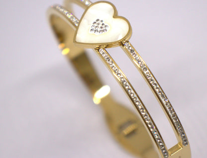 Twin Line Diamond Heart Kada Bracelet